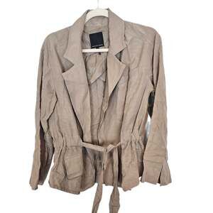 Marissa Webb Linen Jacket XS Lagenlook Safari Coastal Quiet Luxury Designer